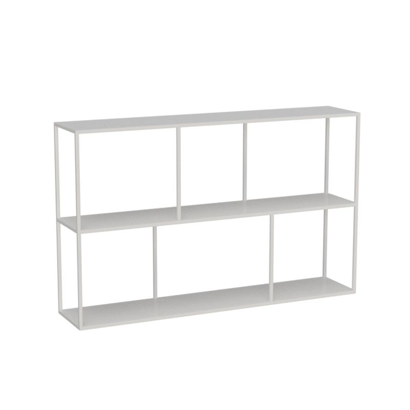 Industrial Style Open Metal Bookcase with Rectangular Shelves