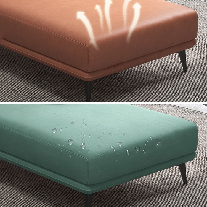 Nordic Cushioned Chaise Lounge Leather Chaise with Recessed Arms for Bedroom