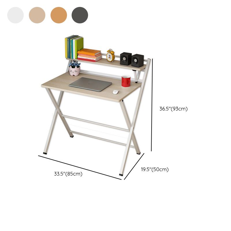Contemporary Foldable Writing Desk with Woden Top and Metal Base