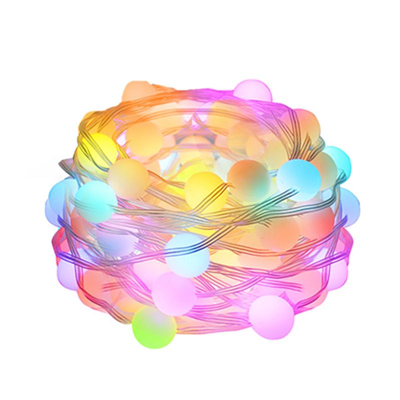 White Ball String Light Creative Plastic LED Festive Lighting with Music Sensor