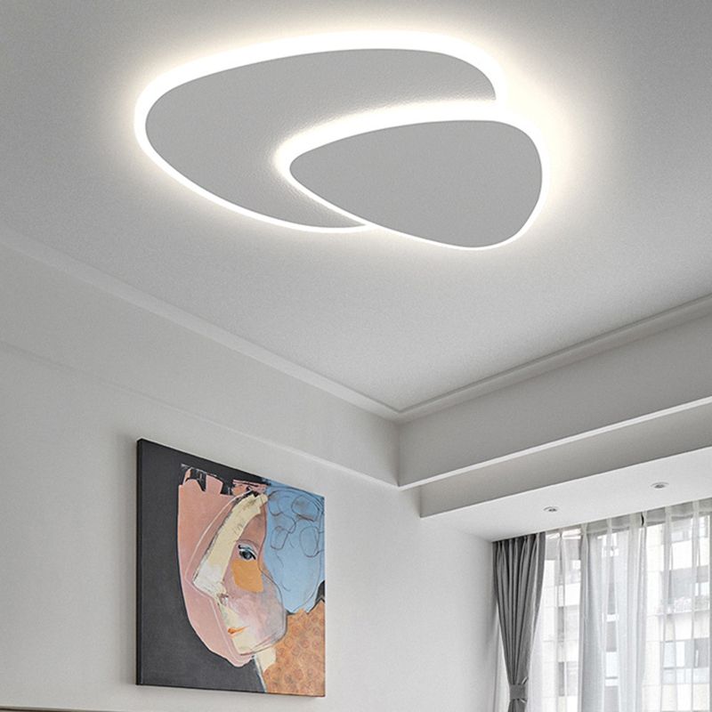 Lámpara de techo LED blanca acrílica con montaje empotrado ovalado de hierro lacado moderno y sencillo