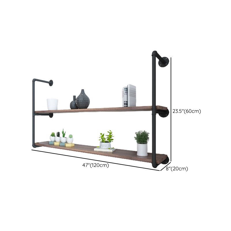 Industrial Closed Back Bookshelf Floating Wooden Natural Bookcase