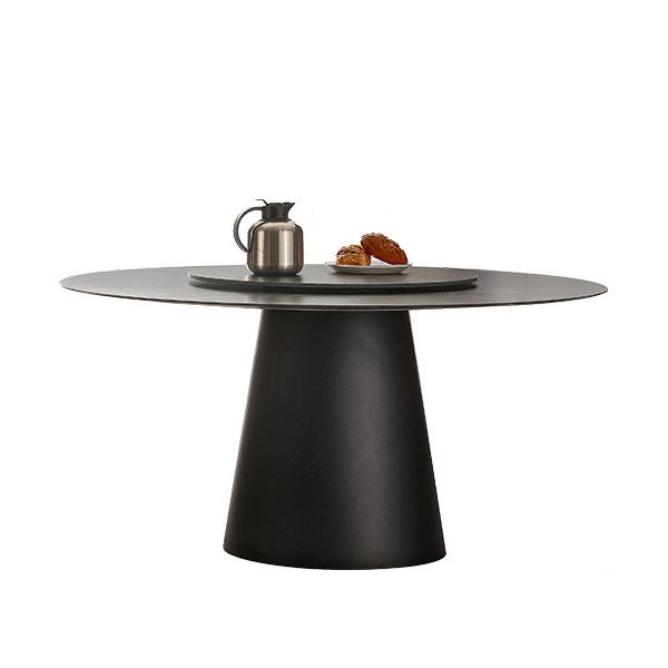 Black Stone Top Dining Table Contemporary Dining Table with Pedestal Base