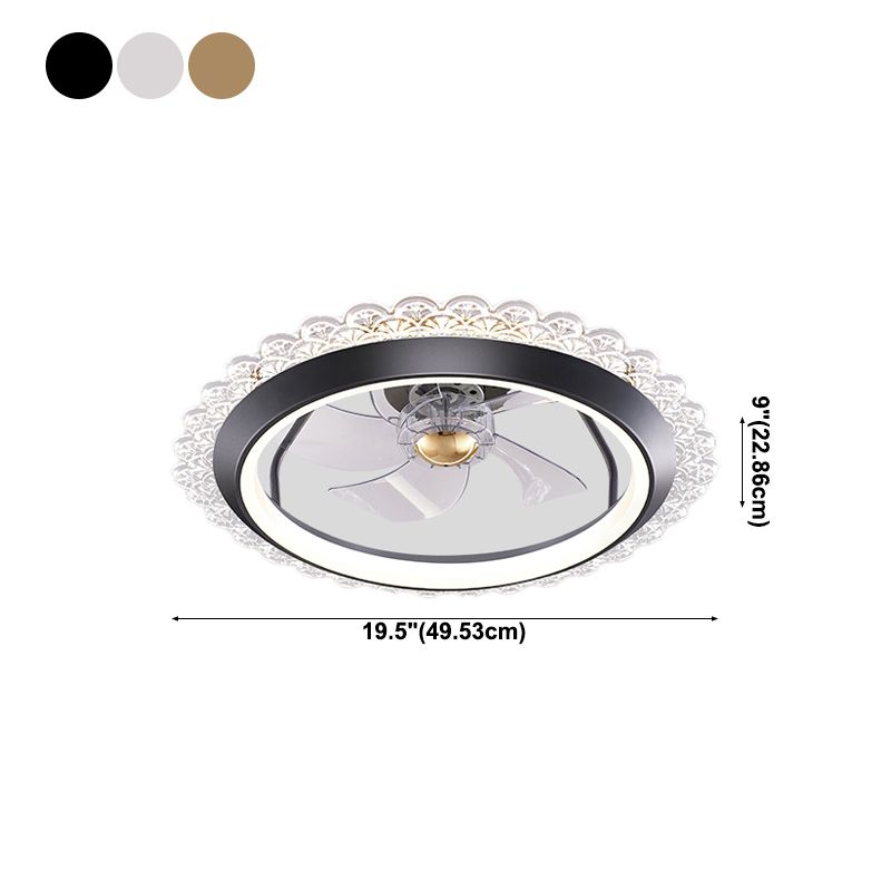 Metal Ceiling Fan Light Round Modern Ceiling Light Fixture for Bedroom