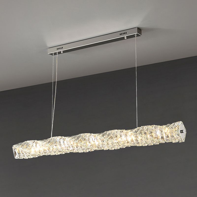 Single Modernism Chrome/Golden Ceiling Light LED Crystal Kitchen Island Lighting for Foyer