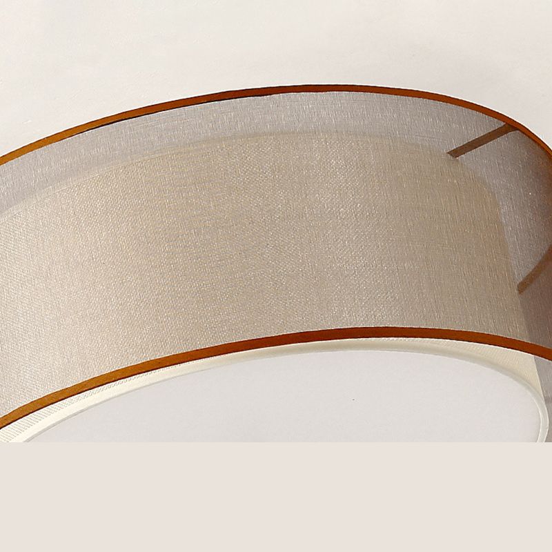 Acrylic Geometric Ceiling Light in Traditional Classic Style Wrought Iron Flush Mount with Flax Fabric Shade