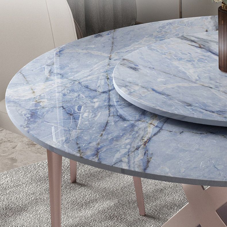 Round Sintered Stone Dining Table Modern Furniture with Pedestal Base in Matte Finish