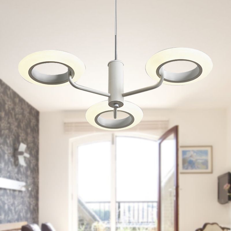 Zwart/wit/bruine donuthangende lampkit Modern 3/4-head acryl kroonluchter hanger in warm/wit licht