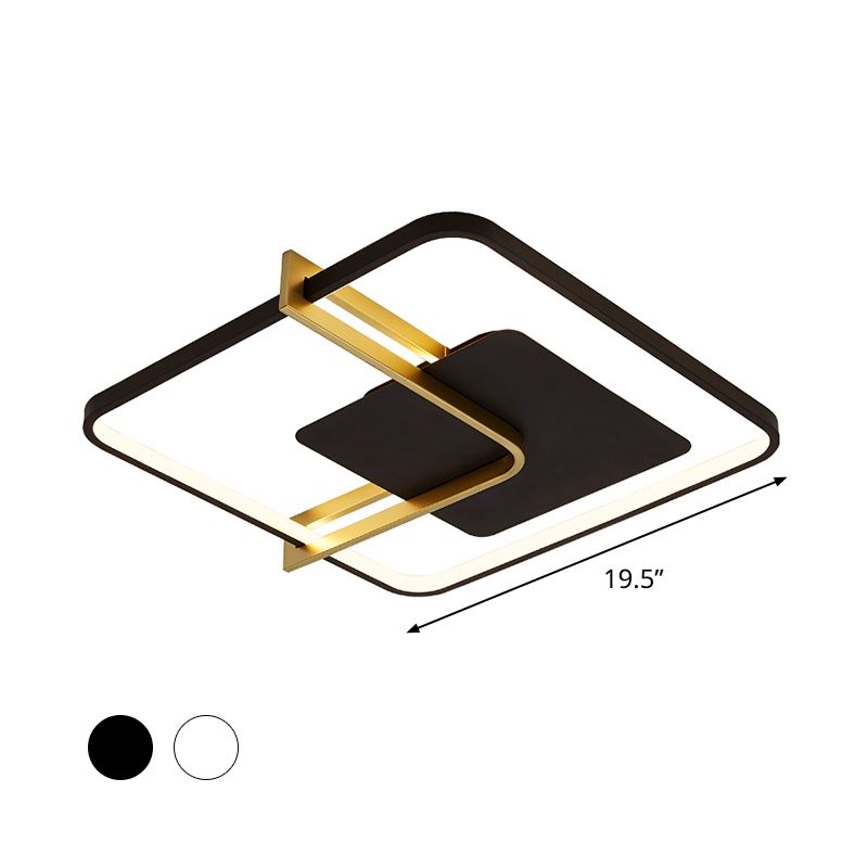 Squared Thin Ceiling Flushmount Lamp Minimalism Acrylic Black/White-Gold LED Flush Light Fixture with Right Angle Curve