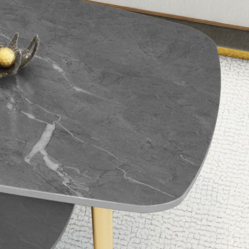 17.7"H Modern Ironcraft Cross Legs Slate Rectangular Table Top Coffee Table with Shelf