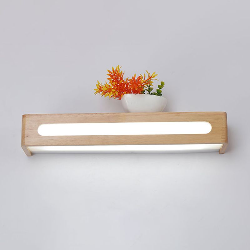 Simplicity Rectangle Vanity Mirror Lights Wood Wall Light Fixtures for Bathroom