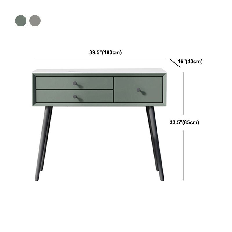 Contemporary Wood Vanity Makeup Table Set 3 Drawer Dressing Table