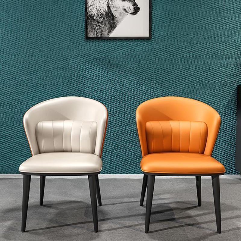 Modern Faux Leather Dining Chairs Wingback Armless Dining Side Chair