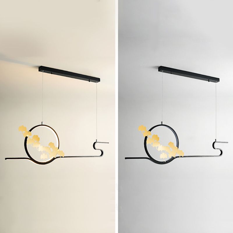 Lineare Form Island Lichter moderner Metall Zwei leichte Anhängerleuchten