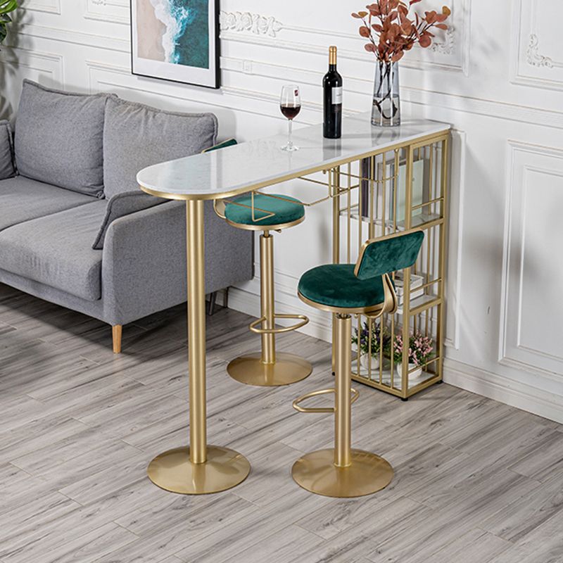 Glam Round Dining Stools Adjustable Height Bar Stools with Metal Base