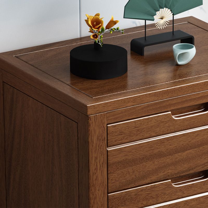 Rectangle Brown Walnut Accent Chest with Drawers Modern Chest