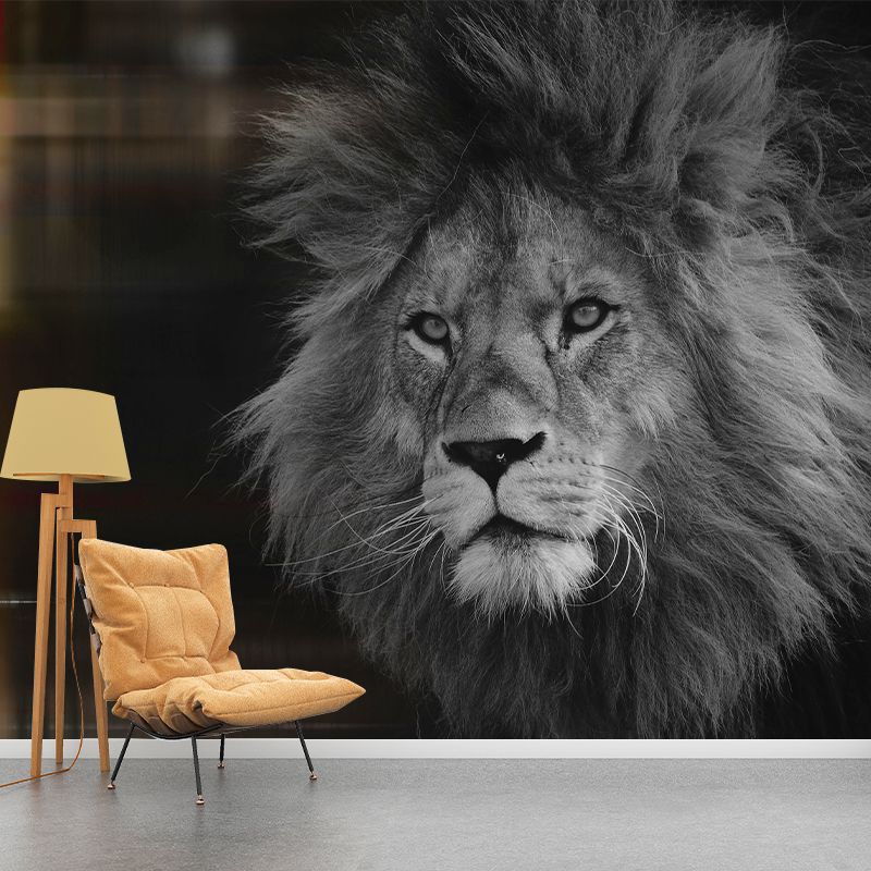 Ferocious Animal Lion Mural Decal Customized Contemporary Wall Covering