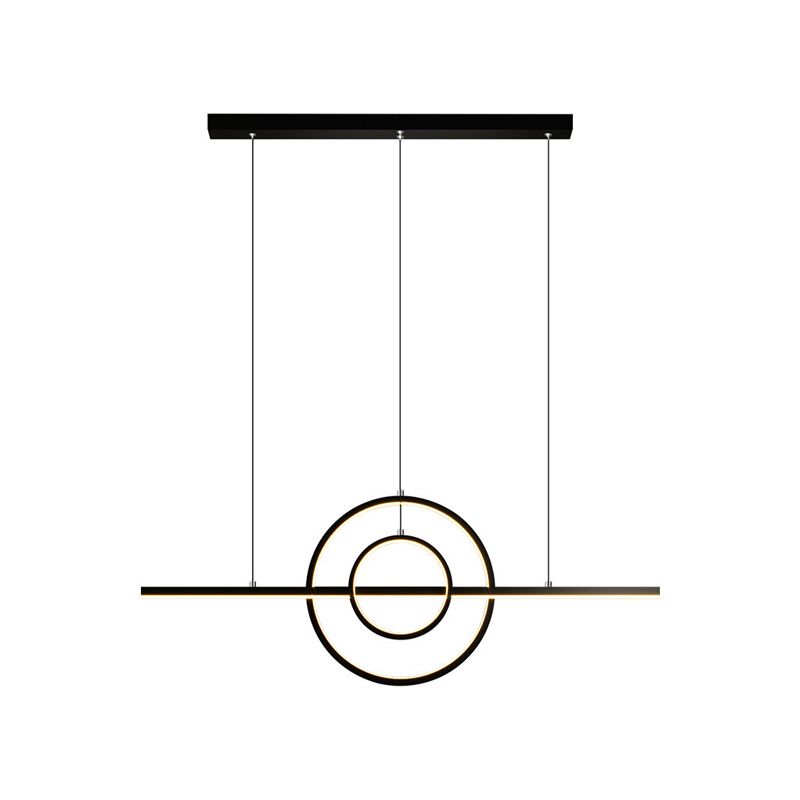 3-Lights Geometric Island Light Modern Metal LED Island Pendant for Living Room