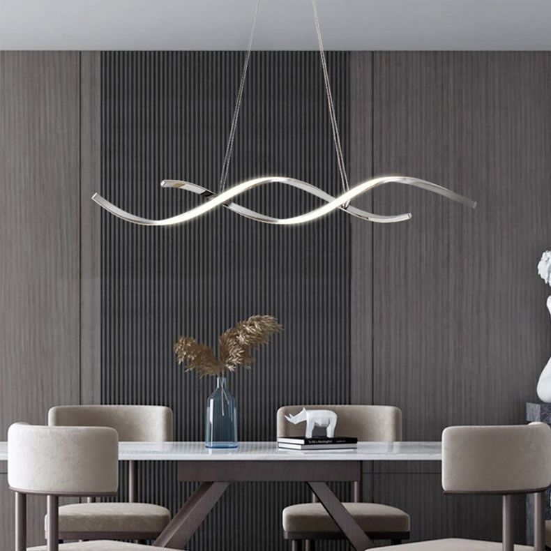 Stile contemporaneo in alluminio Luci appese a sospensione Linear Island Lighting Fun per sala da pranzo