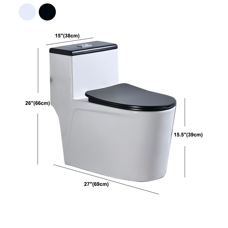 Floor Mount Toilet Black and White Toilet with Siphon Jet Water-saving Function