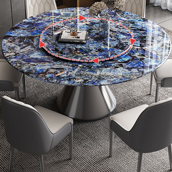 Metal Pedestal Dining Table Round Stone Top Dining Table for Dining Room