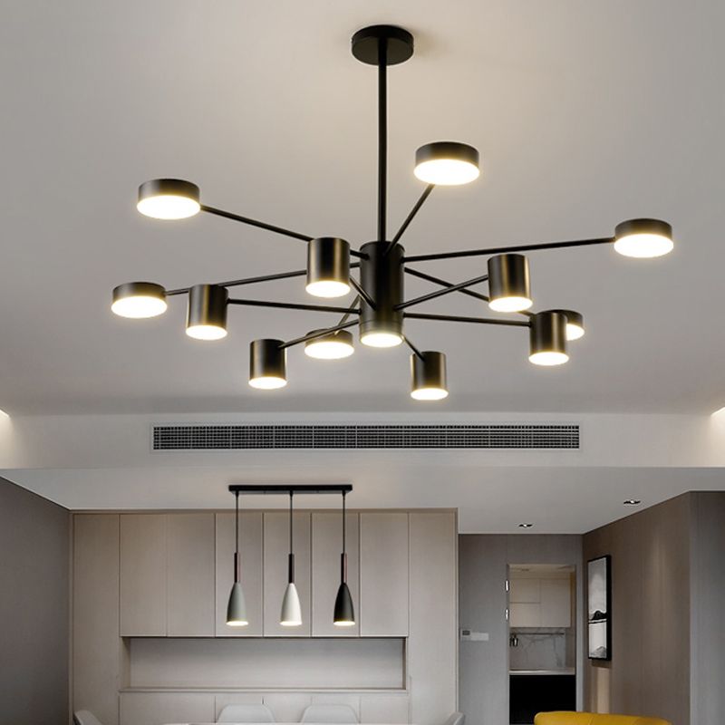 Nordic Metal Chandelier Black Multi Light Hanging Light for Bedroom