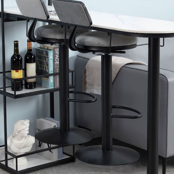 Low Back Bar Stools Adjustable Height Swivel Dining Stools with Metal Base