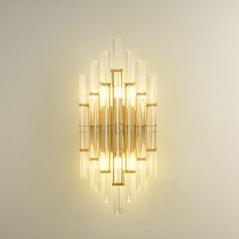 Modern Style Diamond Shape Wall Sconce Crystal 2 Light Sconces for Bedroom