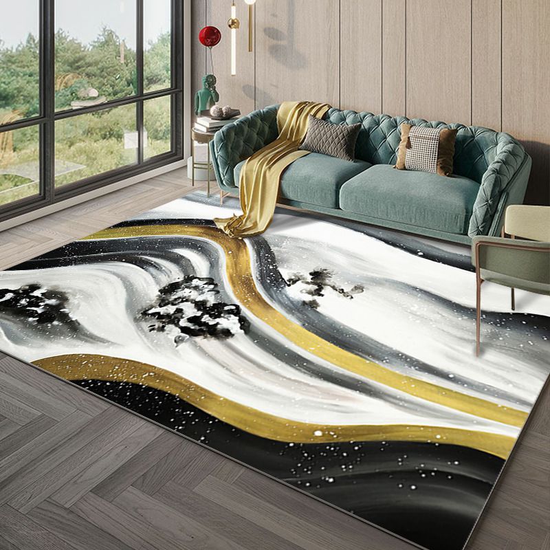 Novelty Area Carpet Stylish Gilt Design Polyester Rug Washable Stain Resistant Area Carpet