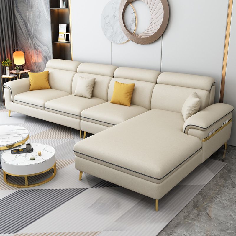 125.98" L Faux Leather Sectional Stain-Resistant Pillow Top Arm Sofa