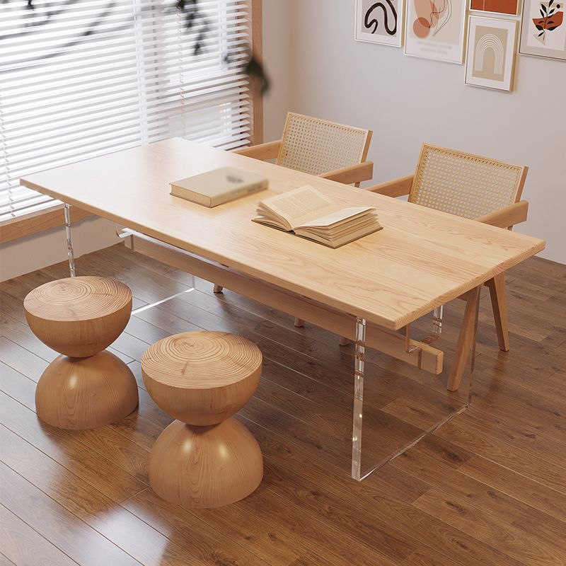 Solid Wood and Acrylic Dinette Table Modern Rectangle Dinner Table Kitchen Home