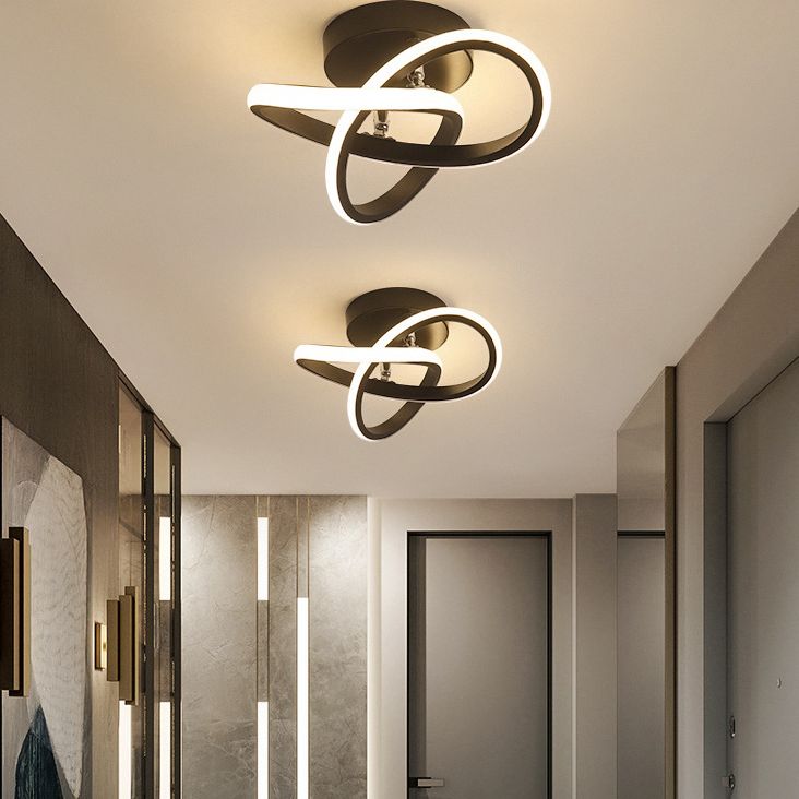 Modern Minimalism LED Ceiling Lighting Metal Geometric Frame Semi Flush Mount Lighting for Hallway