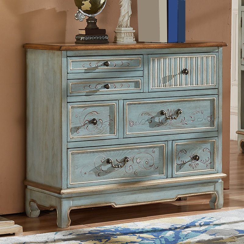Traditional Wood Media Chest Horizontal Lingerie Chest with Drawers
