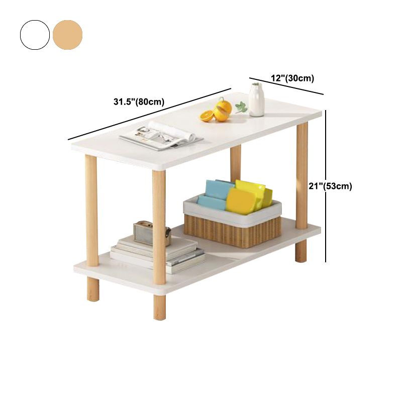 Modern Wooden 4 Legs End Table Rectangular Table with Storage