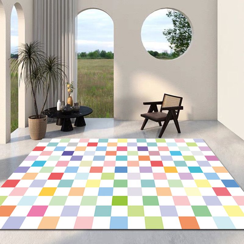 Solid Color Nordic Rug Polyester Buffalo Check Pattern Area Rug Easy Care Carpet for Living Room