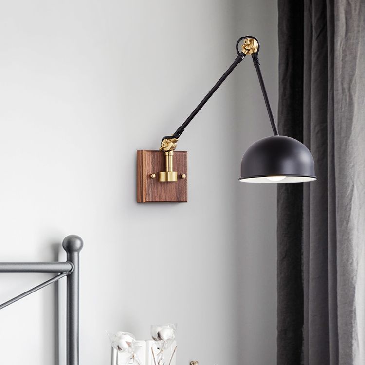 1-Light Wall Mount Lights Industrial Dome Shade Metal Sconces Wall Lights in Black