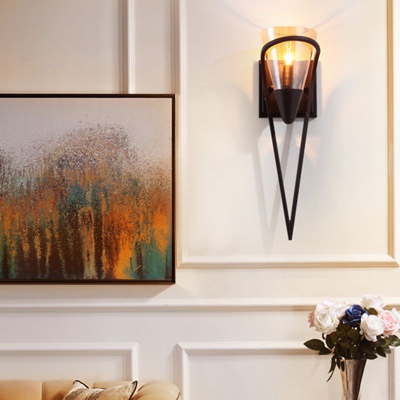 1 Light Cone Wall Mounted Light Fixture Industrial Style Glass Wall Lighting Ideas Lights