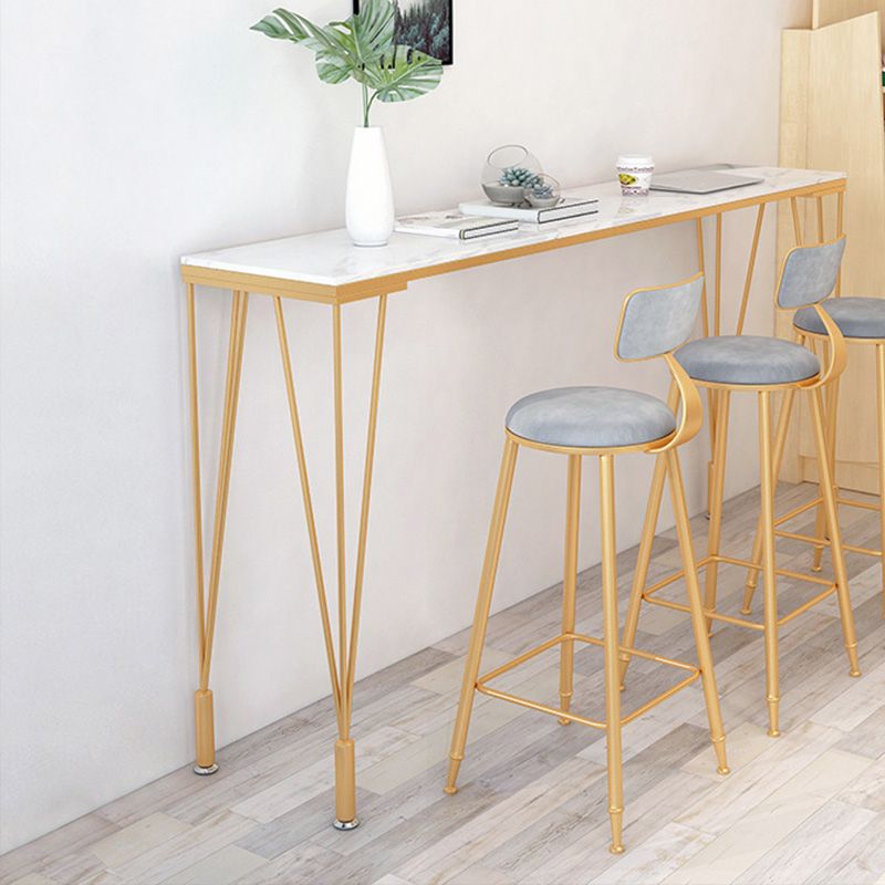 Modern Bar-height Table with White Stone Top 41.3-inch Height Table