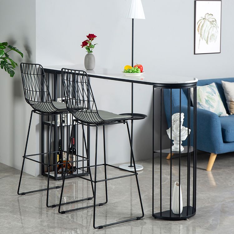 Modern Pub Height Dining Table White and Black Counter Height Table