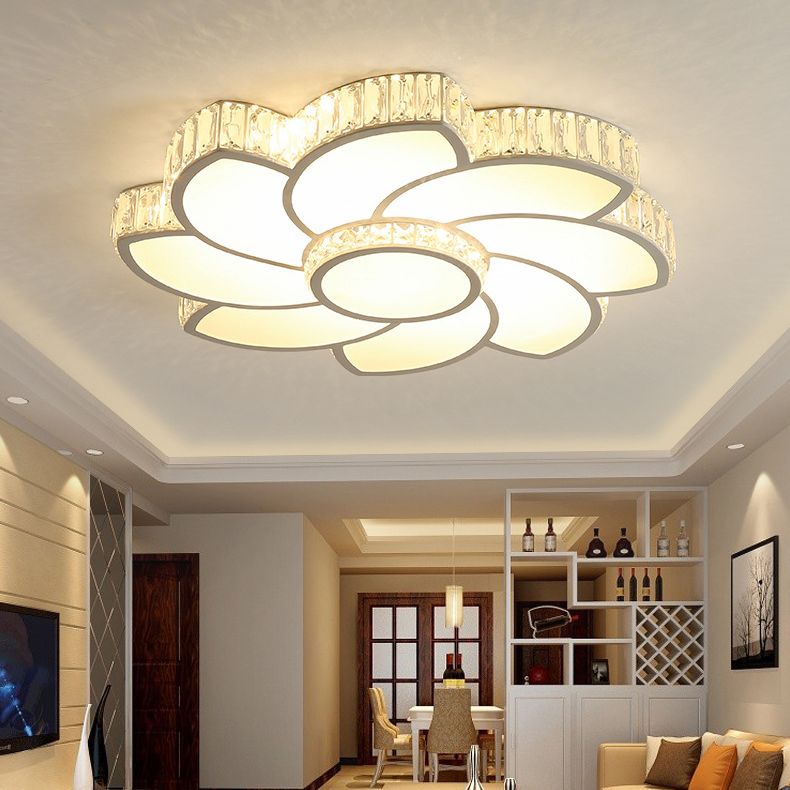 Modern luxury style salon acrylique encastré Floral Crystal LED plafonnier fixations
