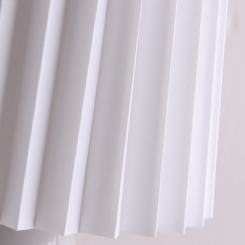 Pleated Fabric Table Lamp Macaron Style 1 Head Ceramic Nightstand Light