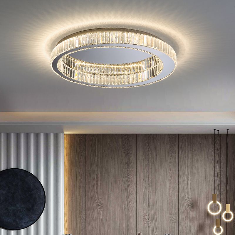 Kristalzilveren LED-inbouwlamp in moderne, modieuze stijl Ronde plafondlamp van roestvrij staal