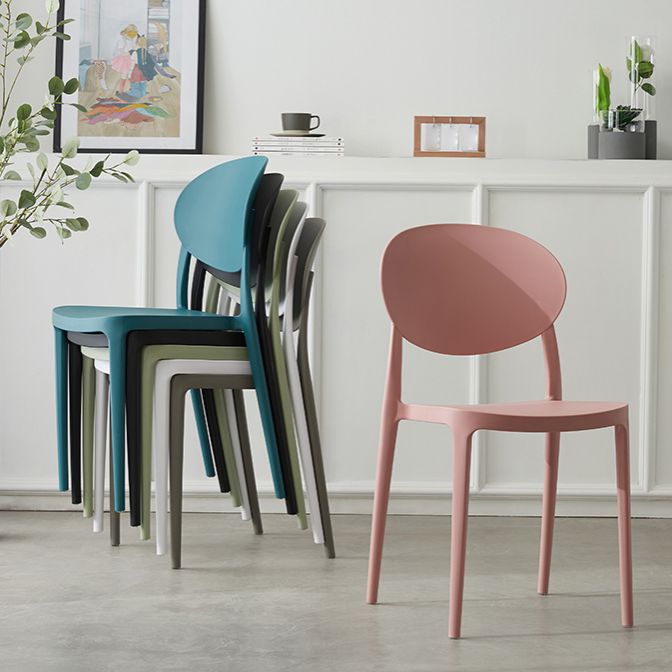 Plastic Open Back Side Chair Scandinavian Stackable Armless Dining Chairs