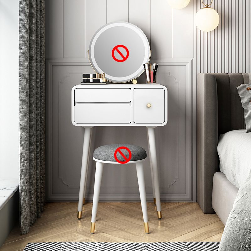 Modern Makeup Vanity Desk Table with Drawer in White/Pink for Bedroom