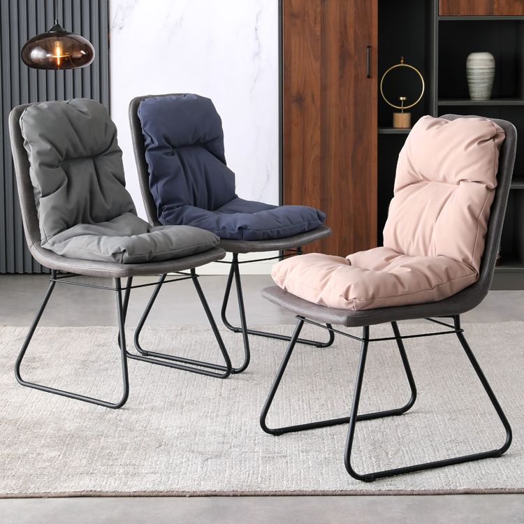 Contemporary Metal Dining Room Chair Armless Upholstered Side Chairs for Home Use