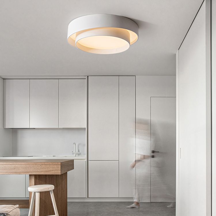 Lámpara empotrada moderna circular de 1 luz LED de metal montada en el techo para dormitorio
