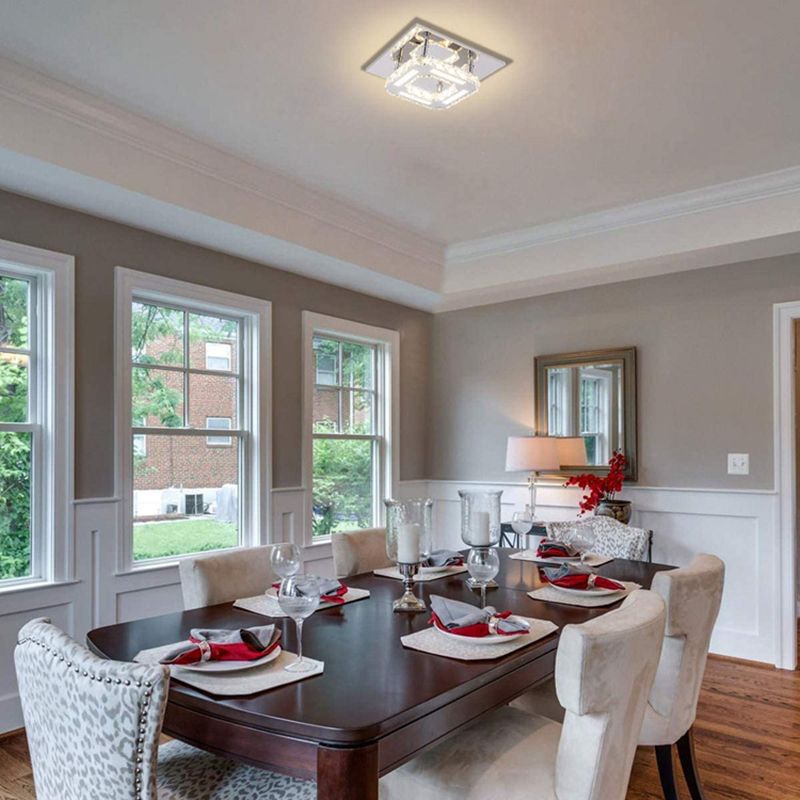 Crystal Square Flush Mount Lights Contemporary Style 1 Light Flush Ceiling Lights