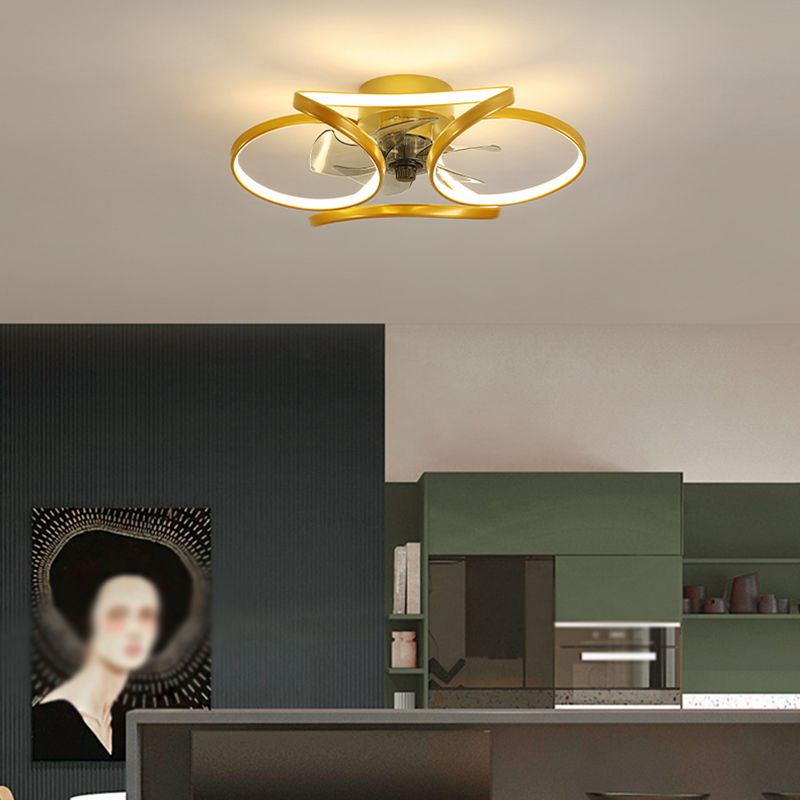 Contemporary Linear LED Ceiling Fan Light Simple Flush Mount Light for Living Room