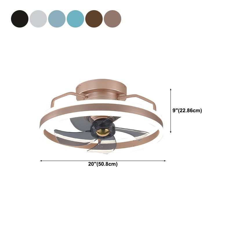 Metal Round Shape Ceiling Fans Light Modern 1-Light Flush Mount Ceiling Fan Light