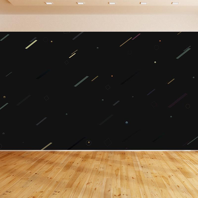 Hele geometrische wandbekleding muurschildering donkere kleur niet-geweven kunst aan de muur voor decor, aangepaste maten